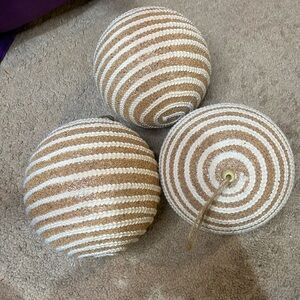 Striped Tan and White Decorative Balls